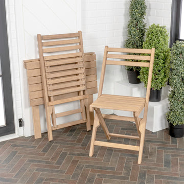 Nerja Modern Traditional 3-Piece Acacia Wood Outdoor Folding Bistro Set - JONATHAN Y